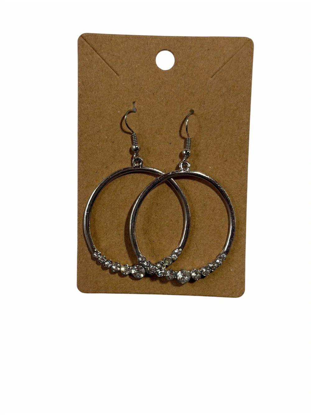 Silver Crystal Hoop Earrings - Women Jewelry
